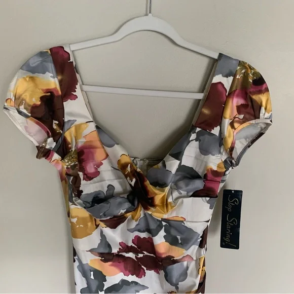 Stop Staring | Billion Dollar Baby Wiggle Dress Watercolor Floral Size Large - Picture 4 of 10